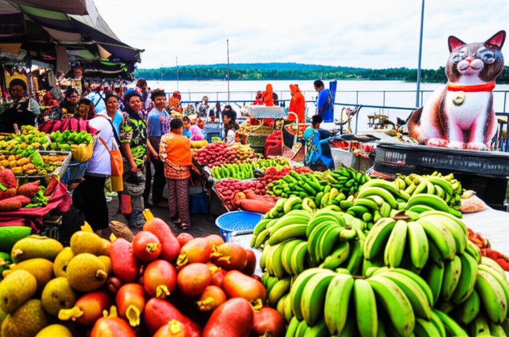 Último Dia em Kuching: Mercado, Culinária Local e Relaxamento antes de Langkawi