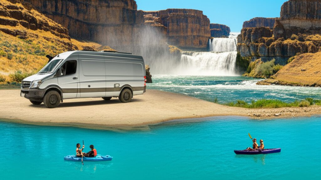 Aventura de Carro em Idaho: Quedas Majestosas e Águas Azuis Cristalinas