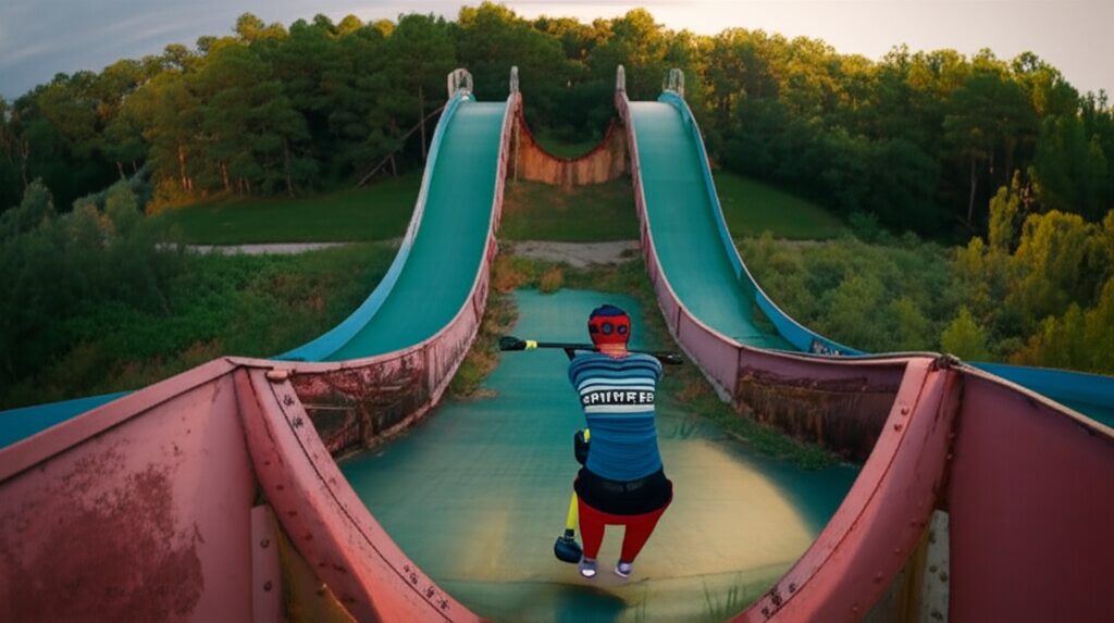 Aventura Épica: Patinete e Skate em Parque Aquático Abandonado de Bloomington
