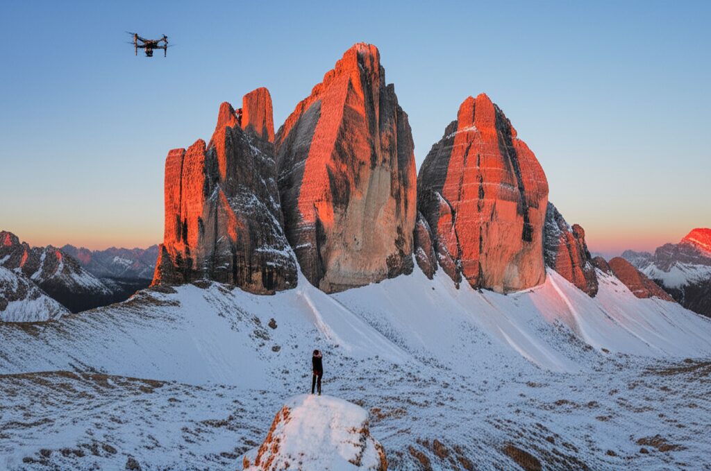 Nascer do Sol Épico em Tre Cime di Laveredo: Uma Aventura Congelante e Inesquecível